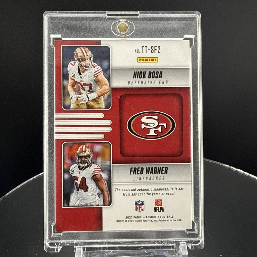 Nick Bosa / Fred Warner 2023 Panini Absolute Team Tandem Materials /99 #TT-S